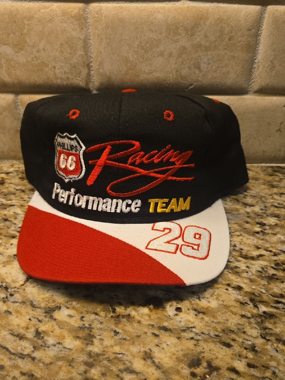 Vintage 90s Phillips 66 Racing NASCAR Snapback Trucker Hat Cap